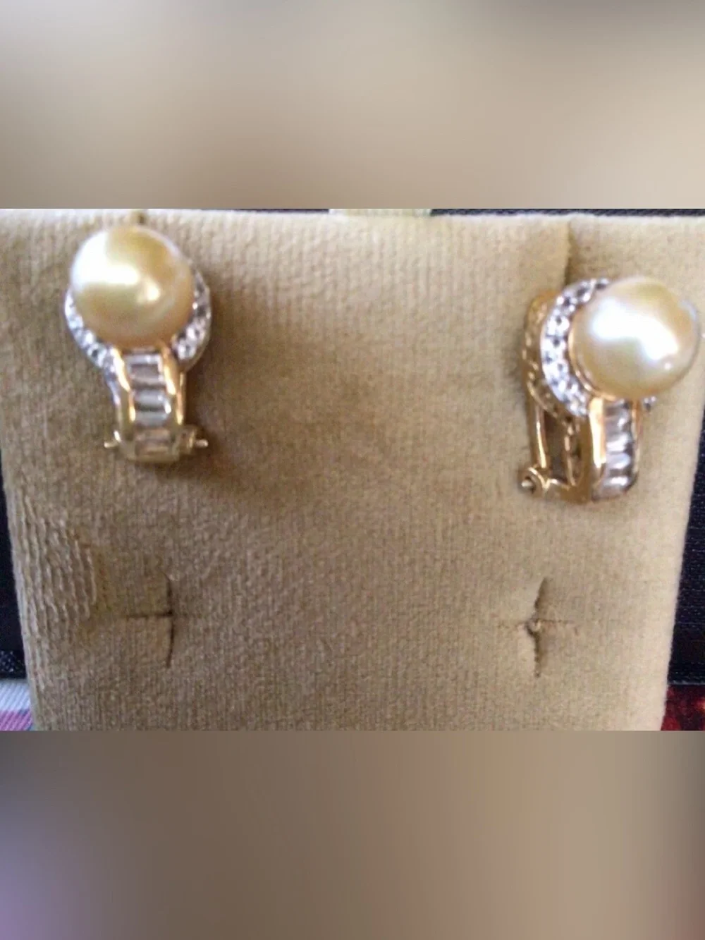 Gold Pearl and Crystal Clip-On Earrings - Elegant Women’s Jewelry